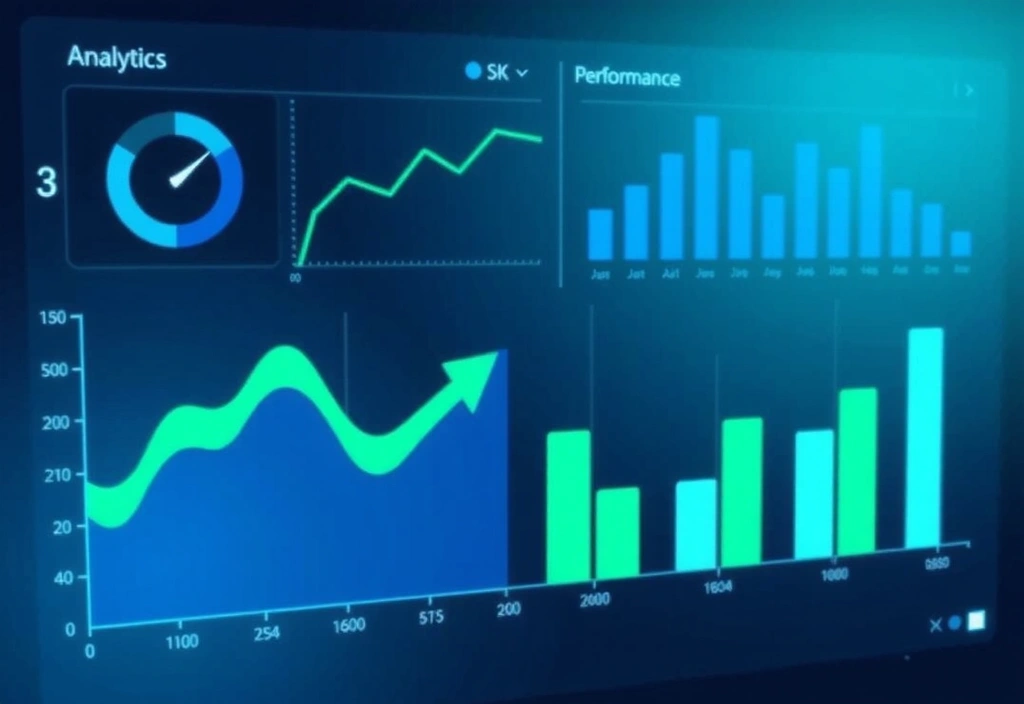 Analytics graphs and charts representing performance cookies