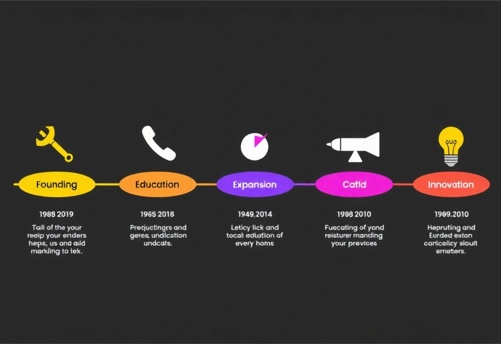 Historisk tidslinje som viser milepæler i Digital Ekspertlærings utvikling