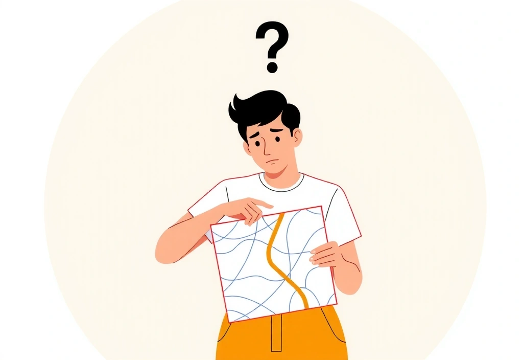 Forvirret person som ser på et kart