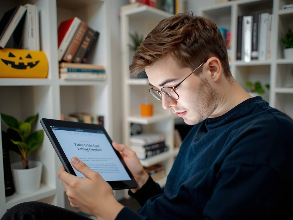 Person reading a digital article on a tablet