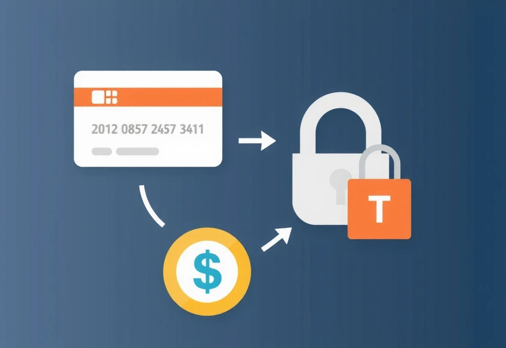 Secure online payment process with credit card and padlock icons